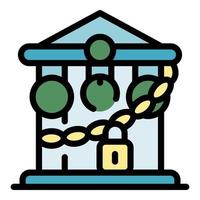 Closed bank building icon color outline vector