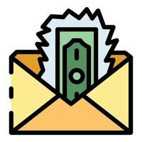 Loss money envelope icon color outline vector