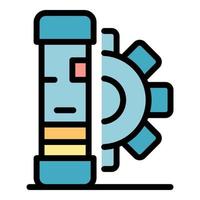 Server and gear icon color outline vector