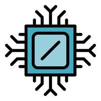 Computer processor icon color outline vector