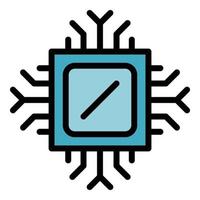 Computer processor icon color outline vector