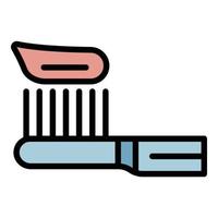 Toothpaste on toothbrush icon color outline vector