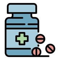 Medical pills icon color outline vector