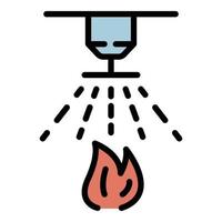 Fire building prevention icon color outline vector