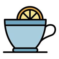 Hot tea lemon cup icon color outline vector