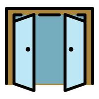 Double door open outside icon color outline vector