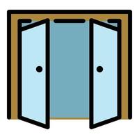 Double door open outside icon color outline vector