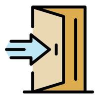 Open door with arrow icon color outline vector