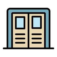 Double door icon color outline vector