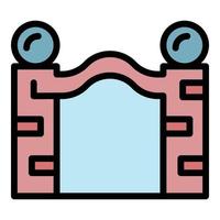 Brick arch gates icon color outline vector