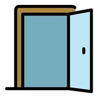 vector de contorno de color de icono de puerta de habitación abierta
