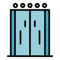 Elevator doors with indicator icon color outline vector