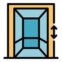 Small elevator with arrows icon color outline vector