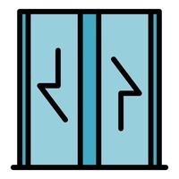 Elevator doors with arrows icon color outline vector