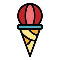 Ice cream cone ball icon color outline vector