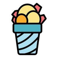 Huge glass of ice cream icon color outline vector