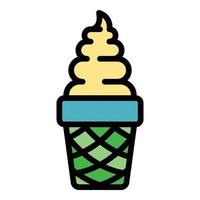 Vanilla ice cream icon color outline vector