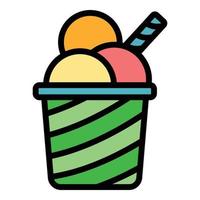 vector de contorno de color de icono de batido de helado