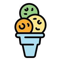 Three balls of ice cream icon color outline vector