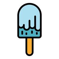 helado glaseado en un vector de contorno de color de icono de palo