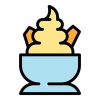 Ice cream in a bowl icon color outline vector