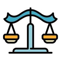 Justice balance icon color outline vector