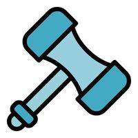 Judge gavel icon color outline vector