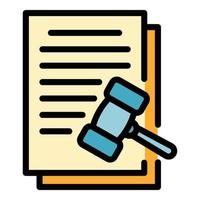 Judge contract icon color outline vector