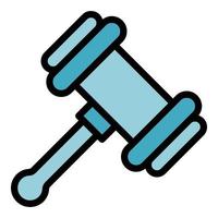 Wood judge hammer icon color outline vector