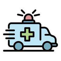 Ambulance car icon color outline vector