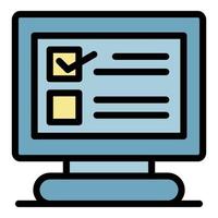 Computer test icon color outline vector