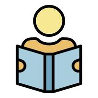 Man reading book icon color outline vector