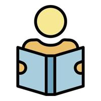 Man reading book icon color outline vector