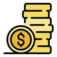 Dollar money coin icon color outline vector