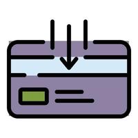 Bank credit card icon color outline vector