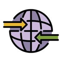 vector de esquema de color de icono de transferencia de dinero global