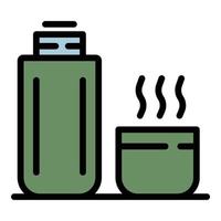 Thermos bottle icon color outline vector