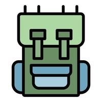 Hiking backpack icon color outline vector