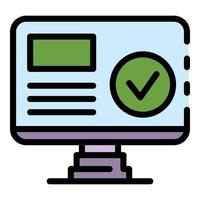 Computer biometric authentication icon color outline vector