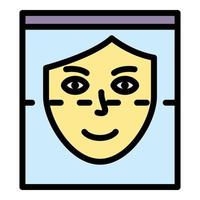 Face recognition icon color outline vector