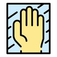 Hand authentication icon color outline vector