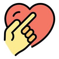 Finger show heart icon color outline vector