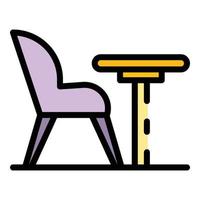 Armchair and round table icon color outline vector