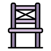 Folding chair in front icon color outline vector