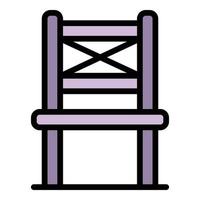 Folding chair in front icon color outline vector