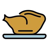 Cooked chicken icon color outline vector