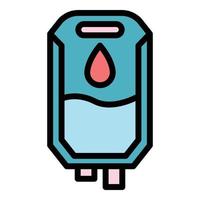 vector de contorno de color de icono de transfusión de sangre de paquete