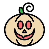 Smile pumpkin icon color outline vector