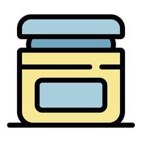 Sunscreen gel jar icon color outline vector