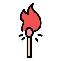 Burning match icon color outline vector